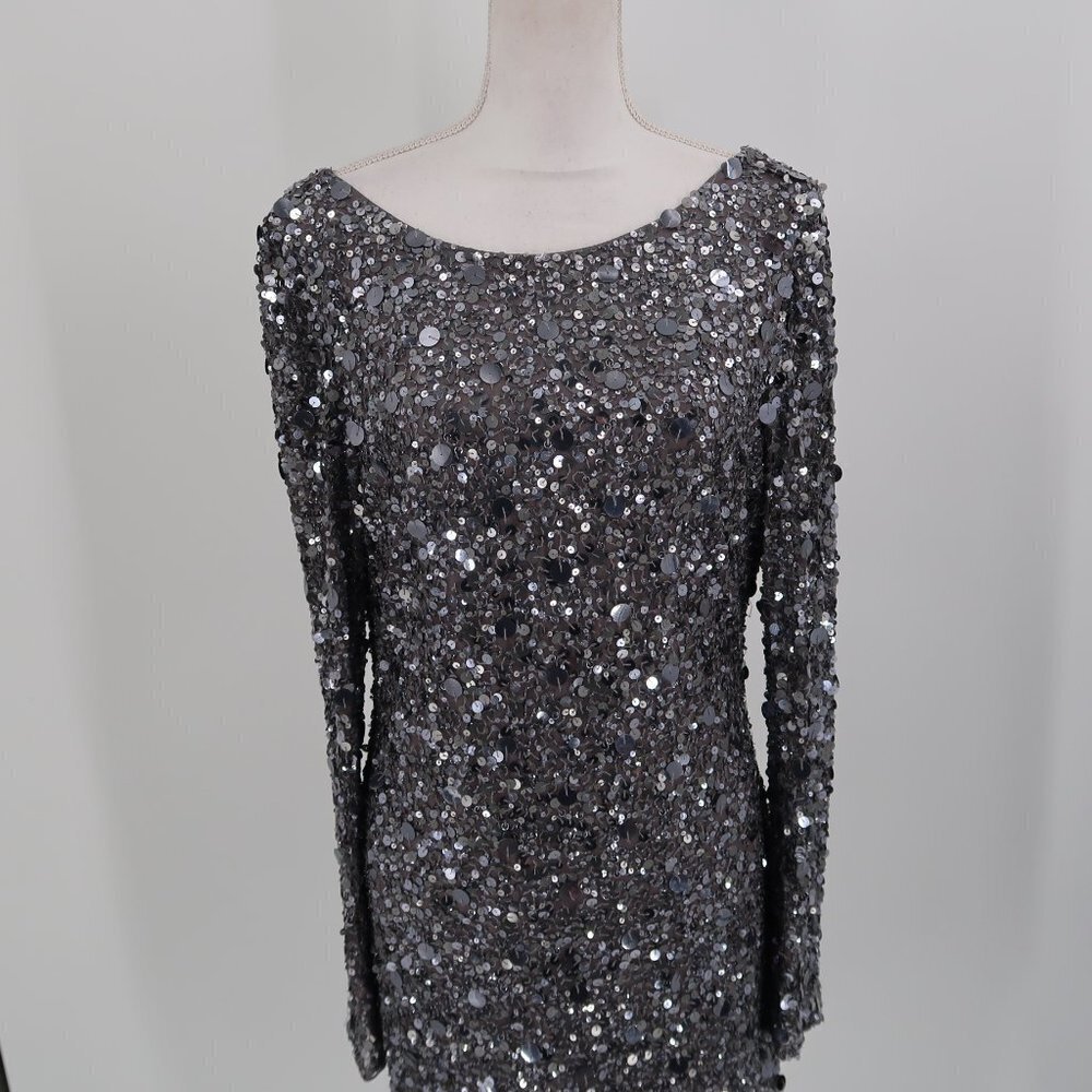 Aidan Mattox Silver Fully Sequined Long Sleeve Co… - image 4